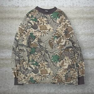 Vintage 90s Advantage Hunting Camo Shirt Mens L Woodland Cotton Long Sleeve